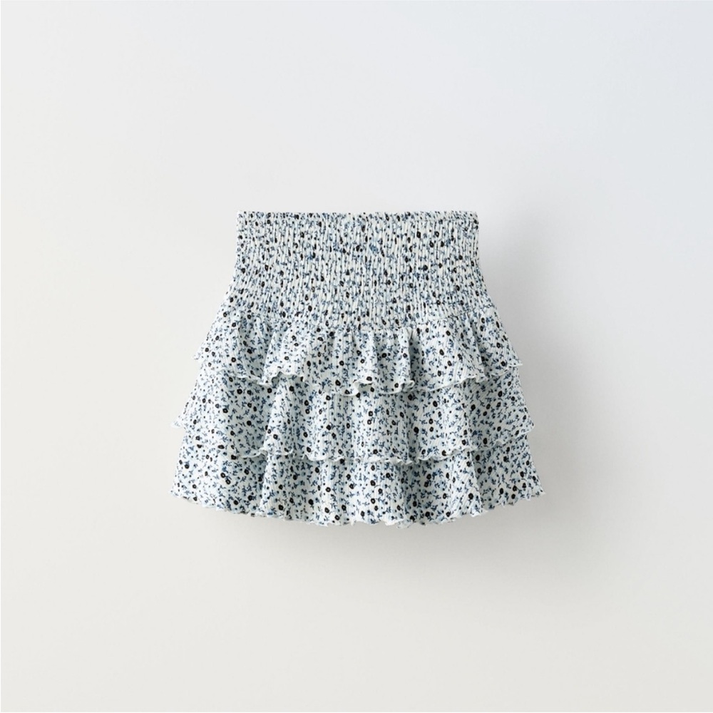 Zara Kids Skirt with Blue Floral Design